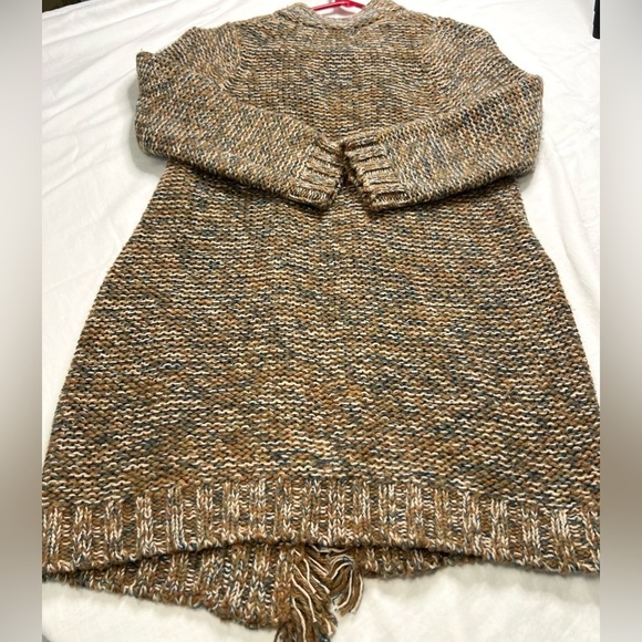 Sparrow Anthropologie Cardigan Sweater Knit Open Front Fringe Wool Linen Size XS - Picture 2 of 5